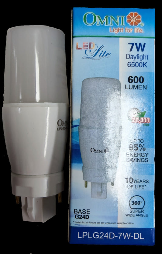 Omni LED 7W pinlight G24D daylight with 600 lumens and 10 years lifespan for energy savings