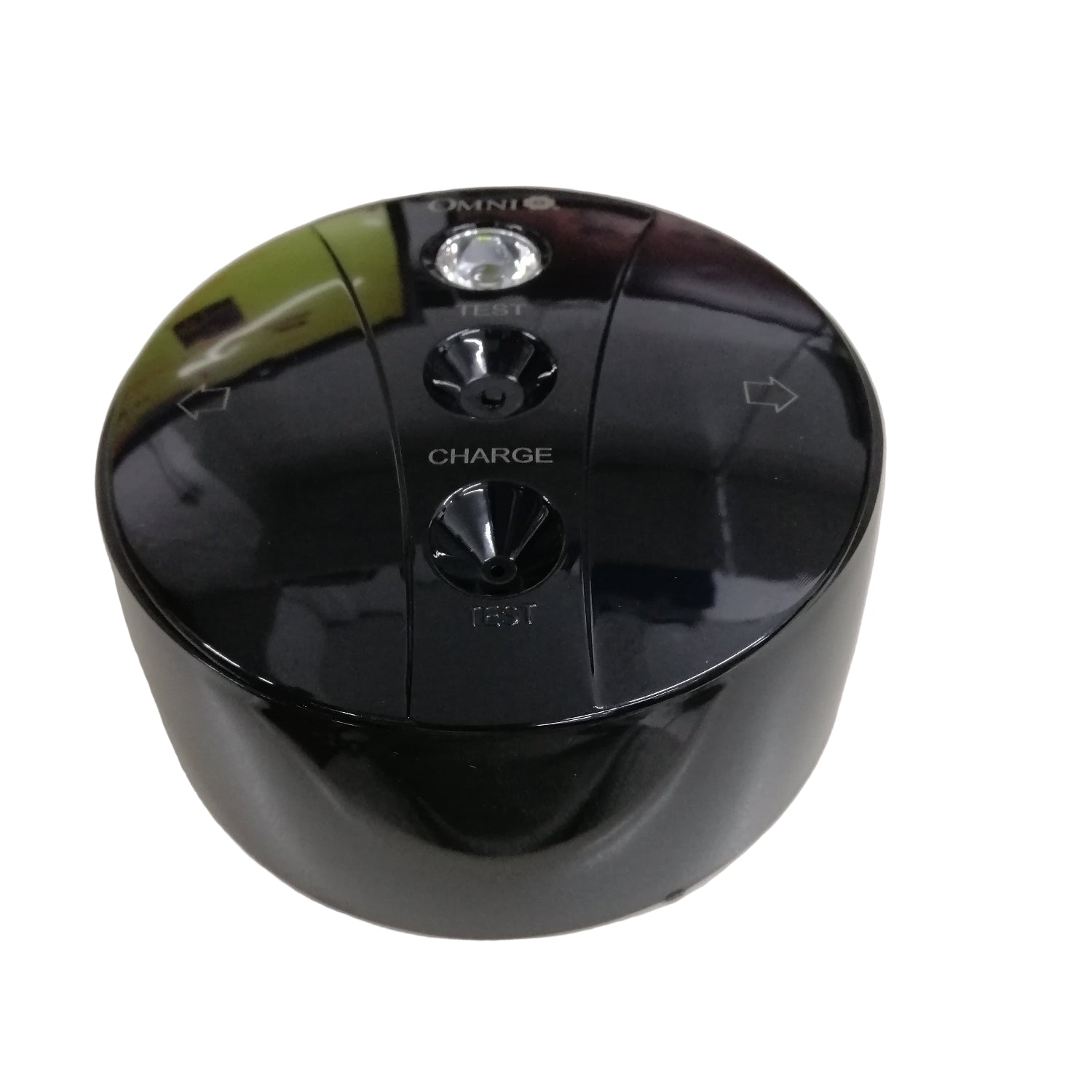 Omni LED emergency lamp 3W 240V in sleek black design with test and charge buttons