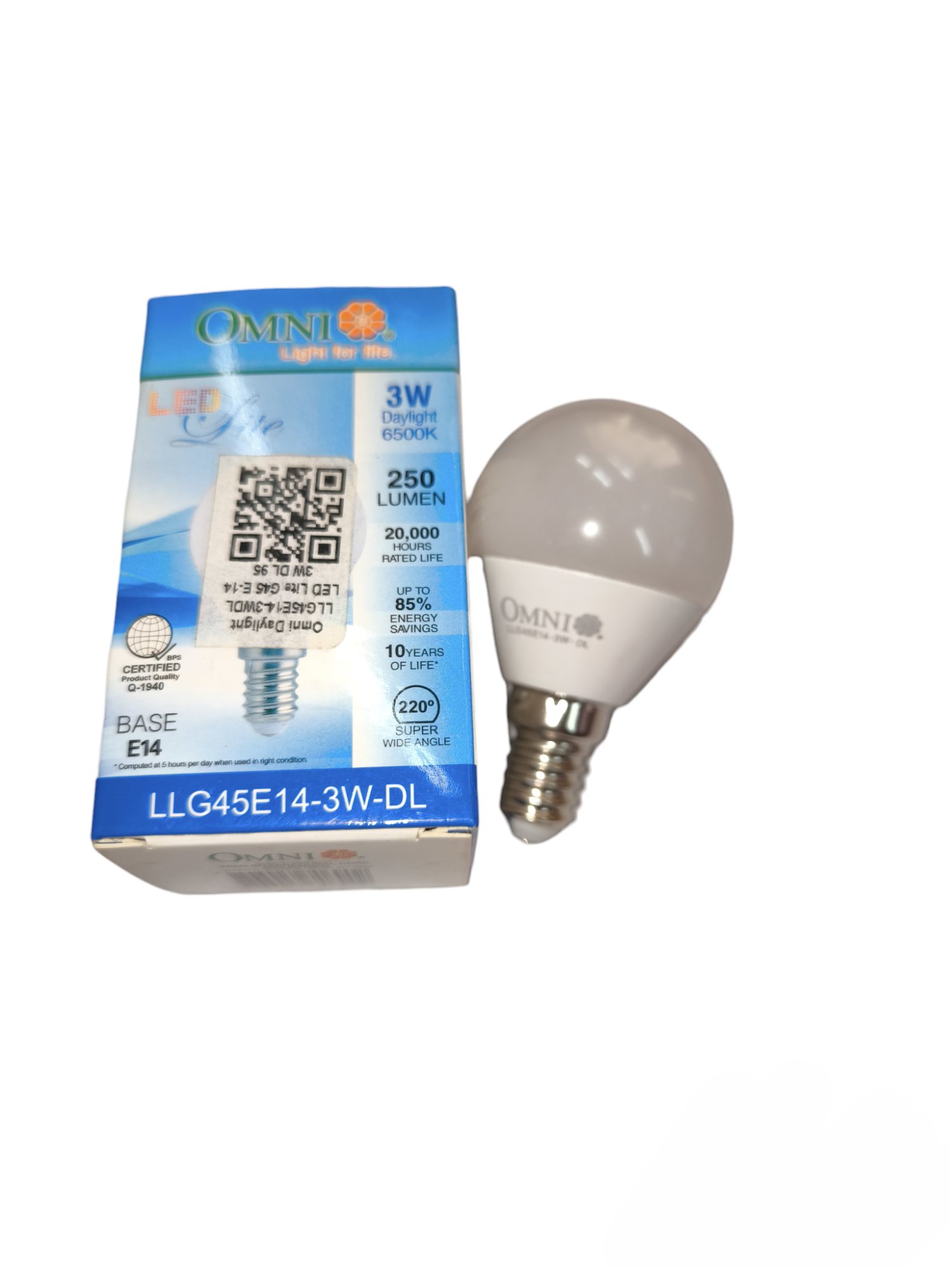 Omni 3W LED bulb with E14 base 250 lumens daylight color temperature and energy-saving design