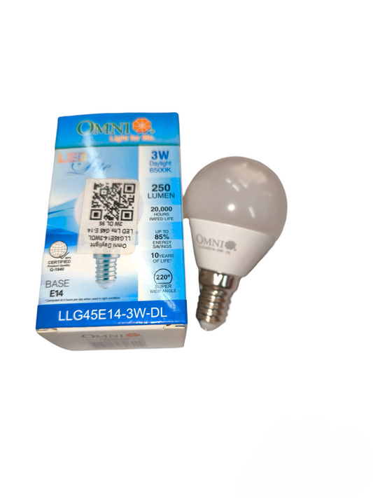 Omni 3W LED bulb with E14 base 250 lumens daylight color temperature and energy-saving design