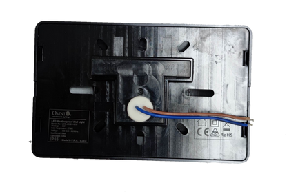 Back view of Omni LED wall light IP65 LWL-3WS1-WW showing wiring and mounting details