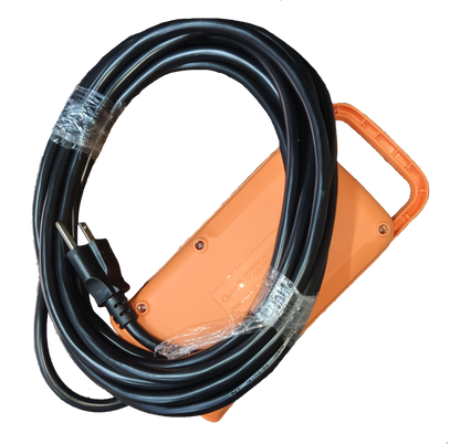 Omni orange multi outlet power strip heavy duty with long black extension cord and handle