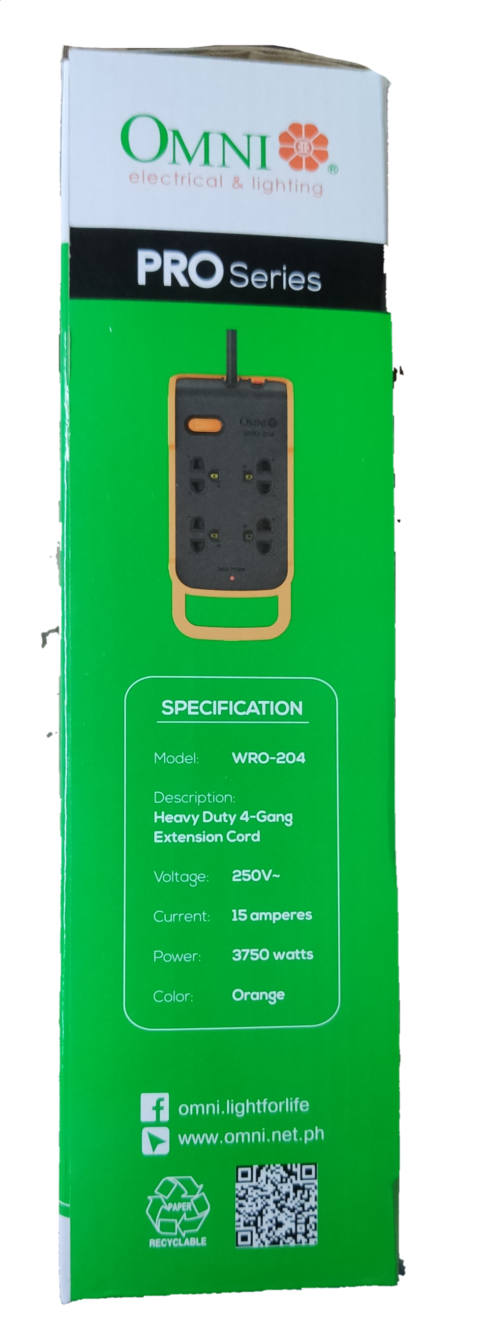 Omni PRO Series multi outlet power strip heavy duty in orange with multiple sockets and 15 amp current