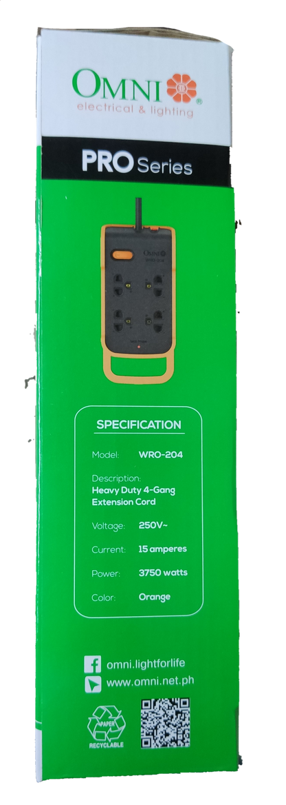 Omni PRO Series multi outlet power strip heavy duty in orange with multiple sockets and 15 amp current