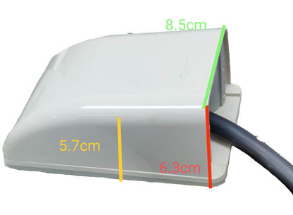 Omni outdoor electrical box cover 1-3 gang in white, measuring 8.5cm by 6.3cm for weatherproof protection