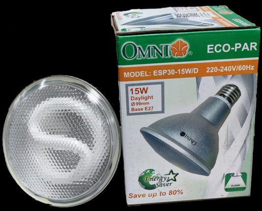Omni Par 30 15W Daylight CFL E27 220V compact fluorescent bulb with packaging box
