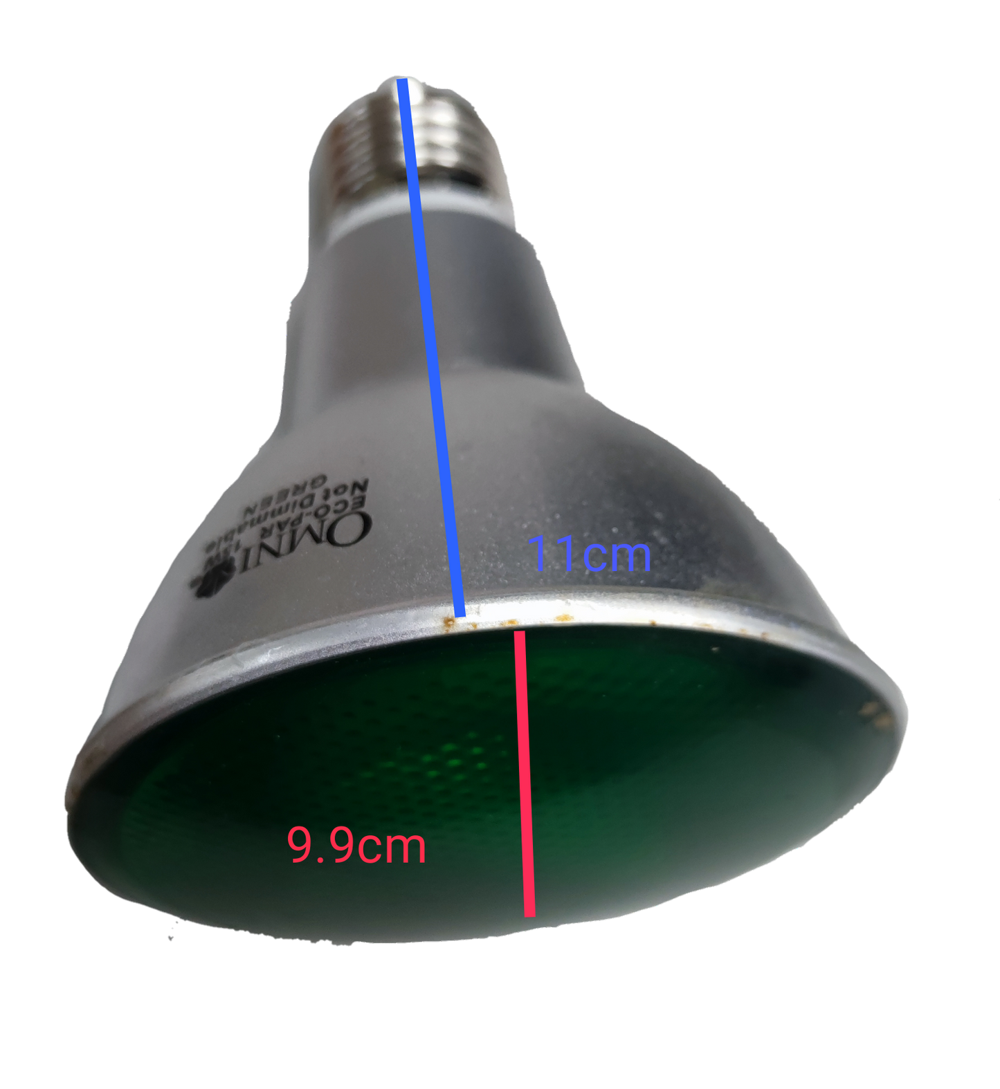 Omni Par 30 15W Green CFL E27 compact fluorescent bulb with green reflector and silver base
