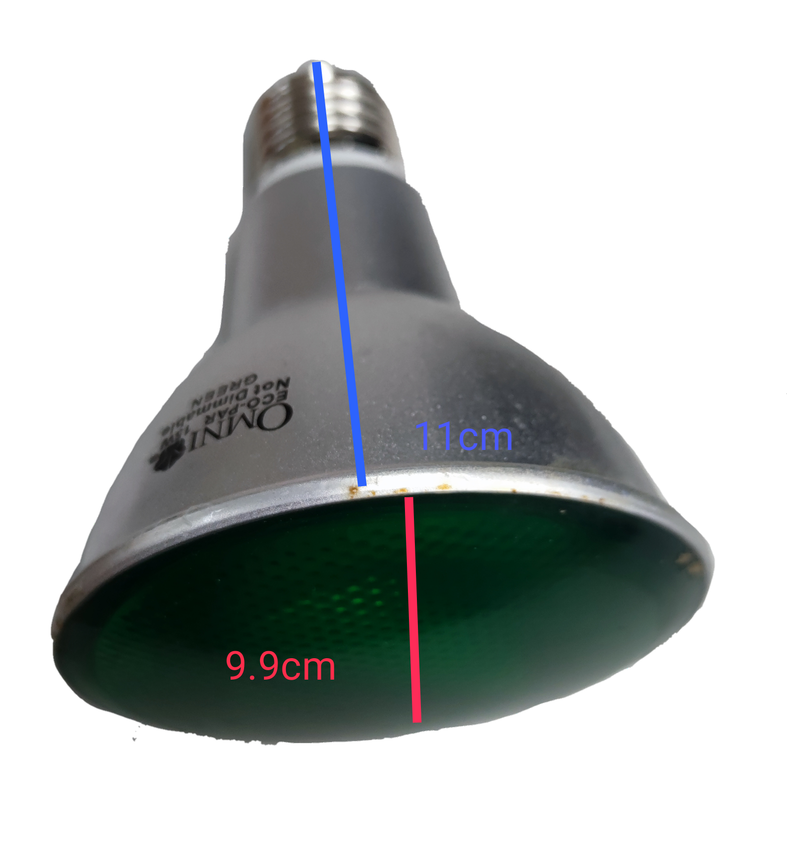 Omni Par 30 15W Green CFL E27 compact fluorescent bulb with green reflector and silver base