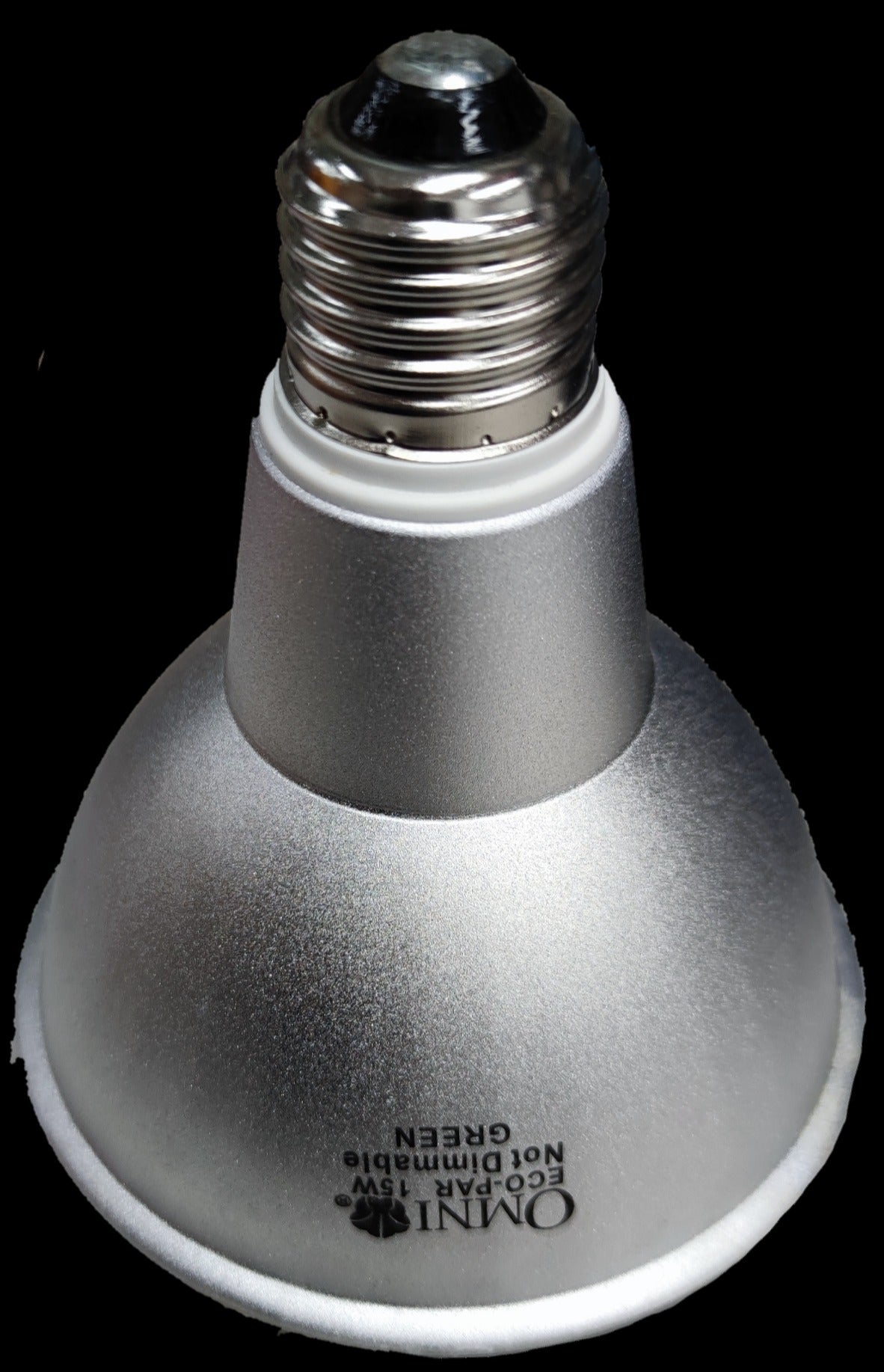 Omni Par 30 15W Green CFL E27 compact fluorescent bulb with silver finish and E27 base