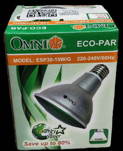 Omni Par 30 15W Green CFL E27 compact fluorescent bulb energy-saving floodlight