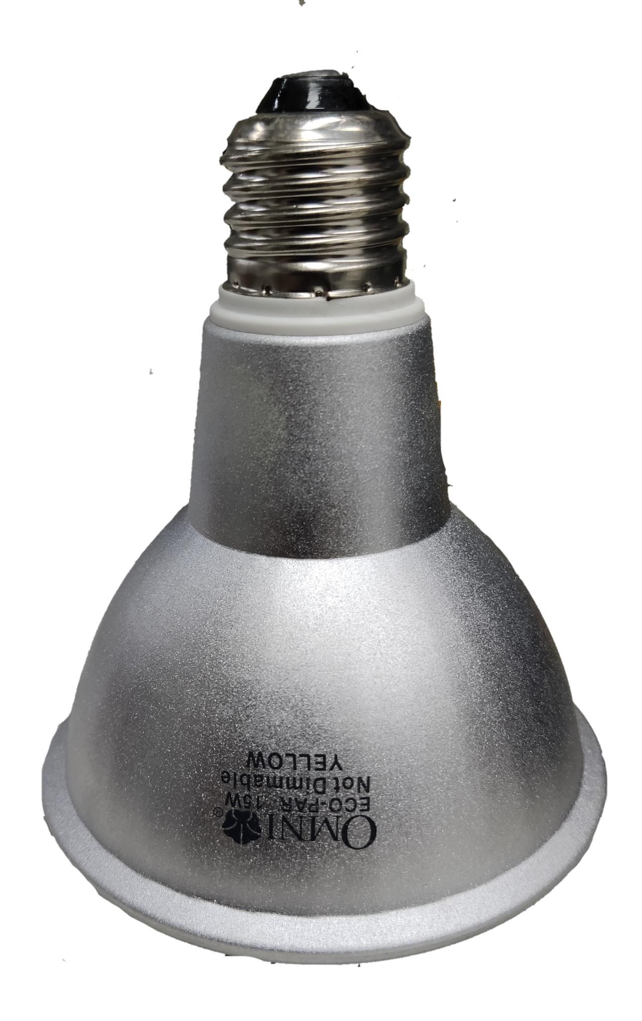 Omni Par 30 15W Yellow CFL E27 220V compact fluorescent bulb with silver reflector