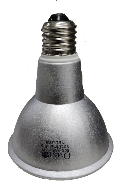 Omni Par 30 15W Yellow CFL E27 220V compact fluorescent bulb with silver reflector