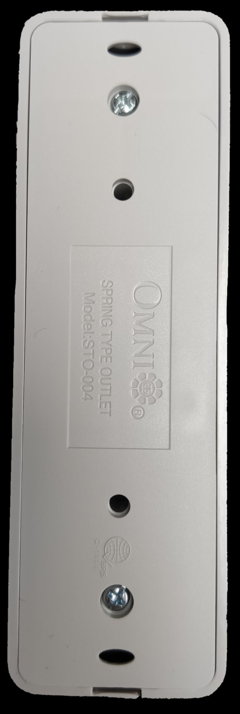 Omni surface type outlet white power point with two screw holes for secure mounting