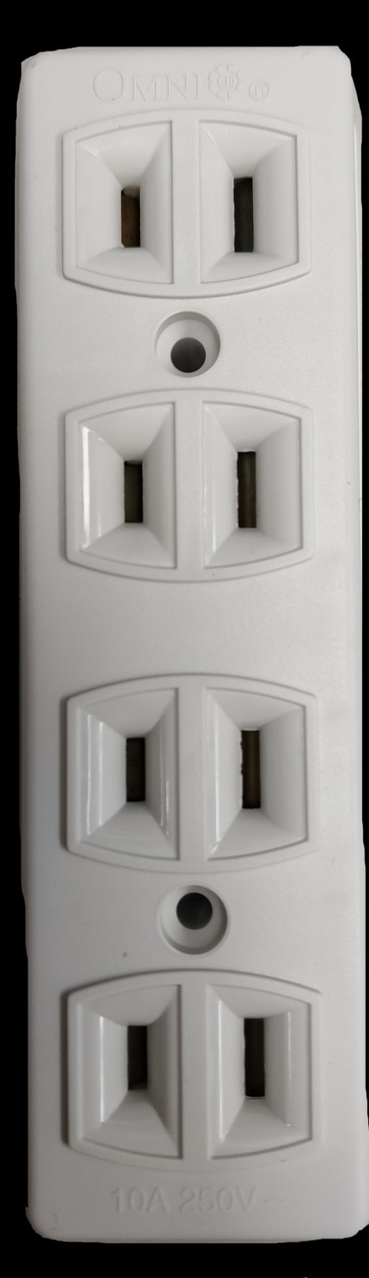 Omni surface type outlet power strip with four dual electrical sockets in white