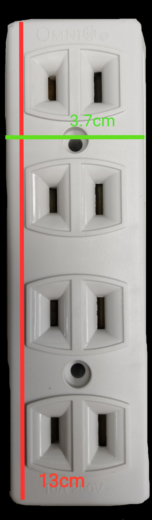 Omni surface type outlet white power strip with four dual sockets and compact design