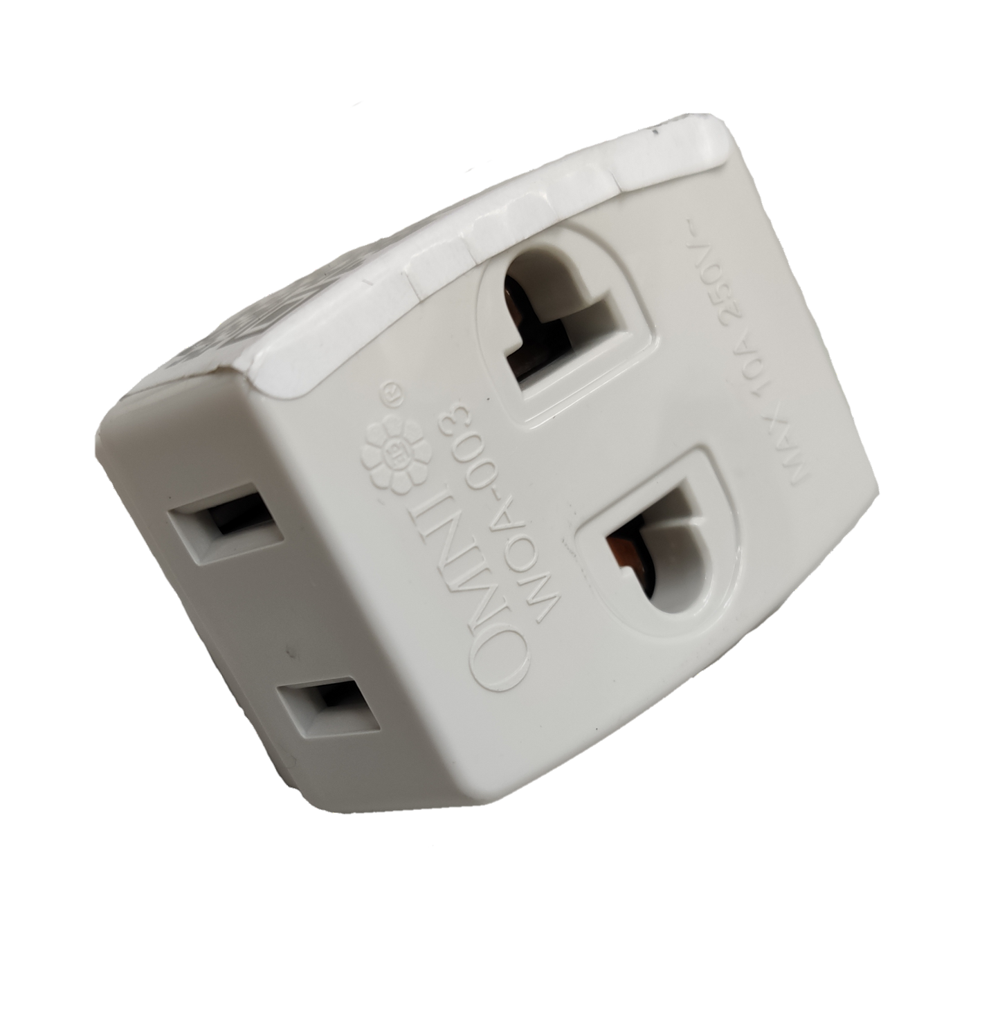 Omni triple tap adapter 10A 250V with three outlets for convenient power access