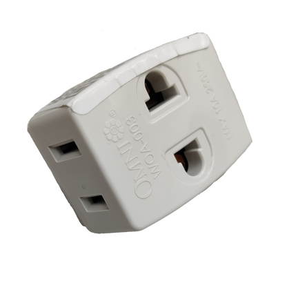 Omni triple tap adapter 10A 250V with three outlets for convenient power access