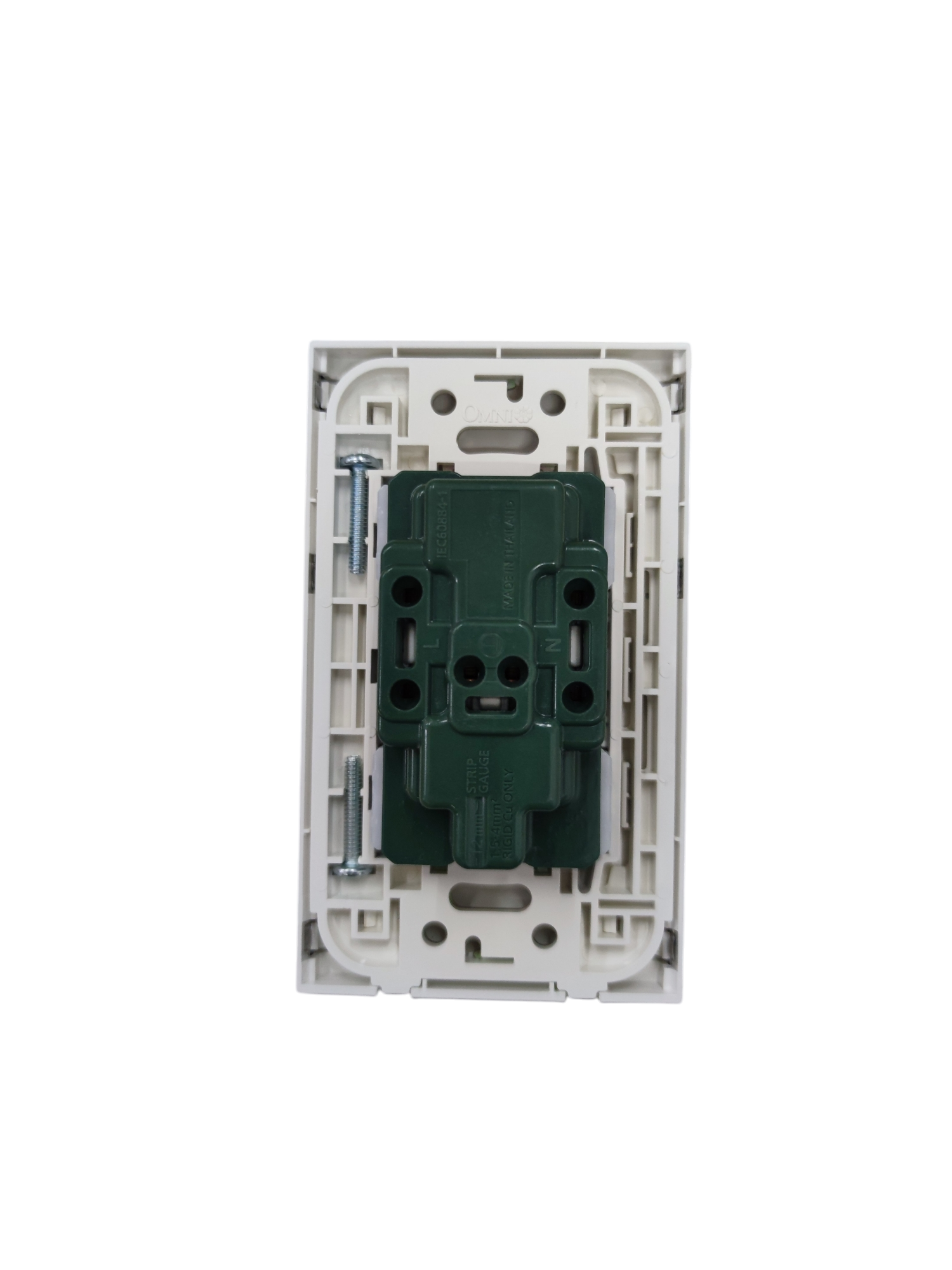 Panasonic and Omni universal duplex outlet 220v power point with white mounting frame