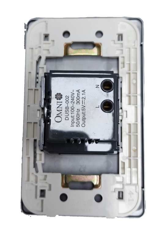 Omni USB outlet 2 gang graphite with dual ports for convenient charging in any room