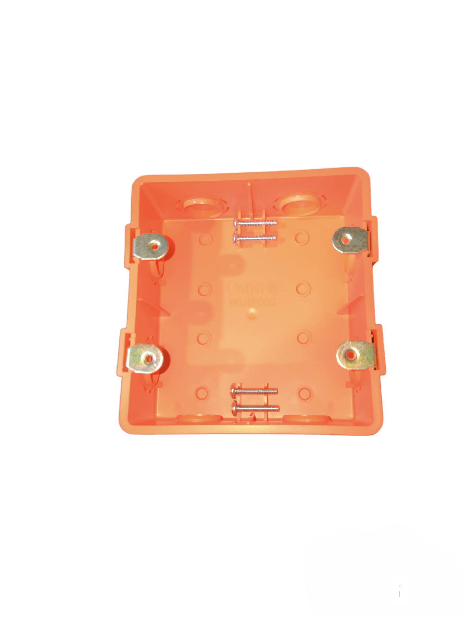 Omni utility box 6 Gang Plate Device in bright orange for electrical installations and wiring projects