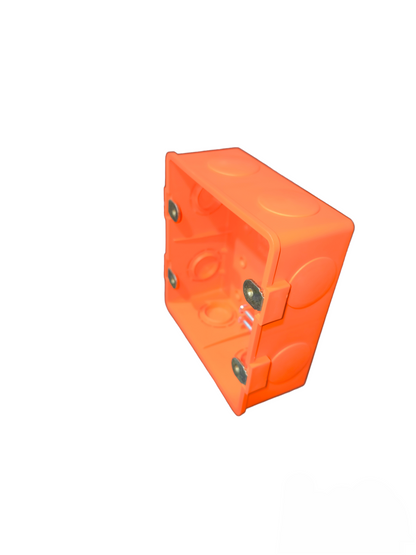 Omni utility box 6 Gang Plate Device in vibrant orange for electrical circuitry and connections