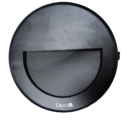 Omni Warm White Outdoor LED Wall Lamp 220V with a sleek black design for illuminating outdoor spaces