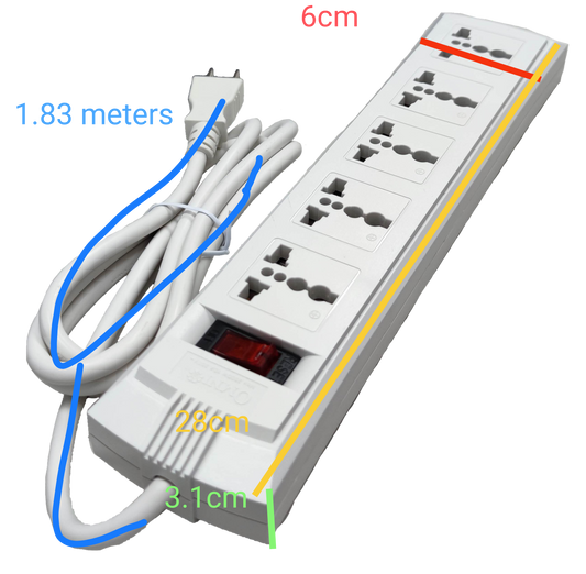 Omni WEU-105-PK power strip with six outlets and a 1.83-meter cable for versatile power access