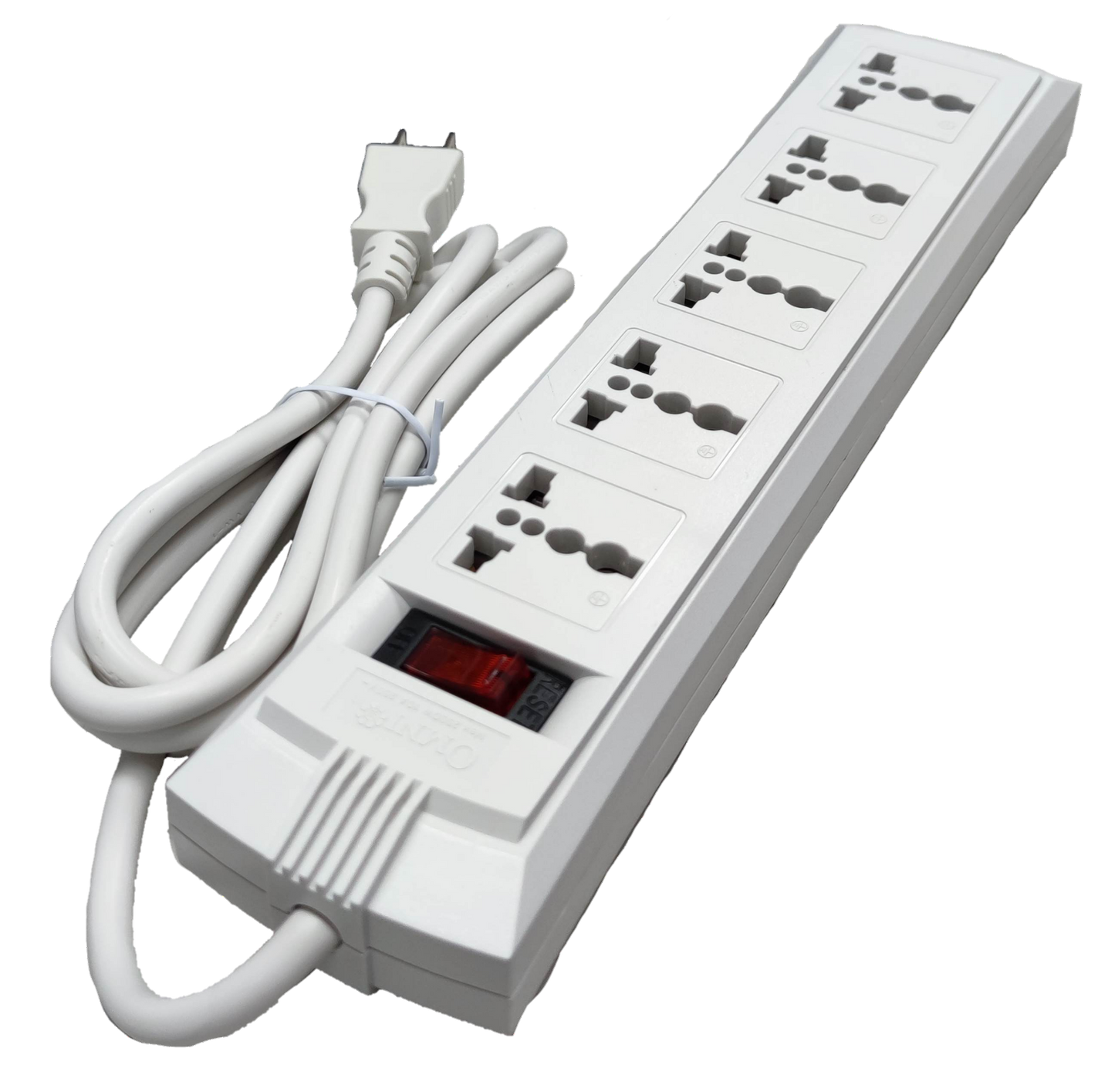 Omni WEU-105-PK power strip white surge protector with five universal sockets and power switch