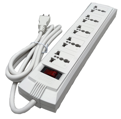 Omni WEU-105-PK power strip white surge protector with five universal sockets and power switch