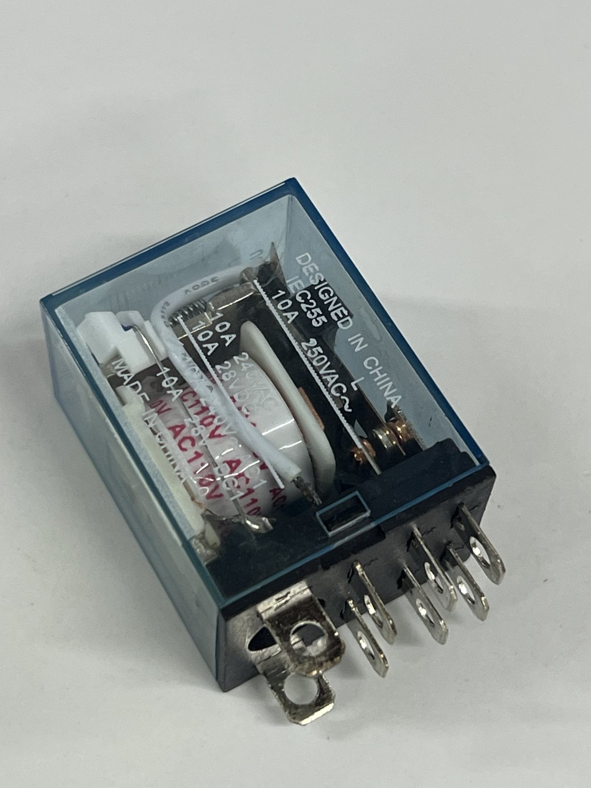 Omron LY2NJ relay 110V 8 Pins with clear casing and metal connectors for reliable switching