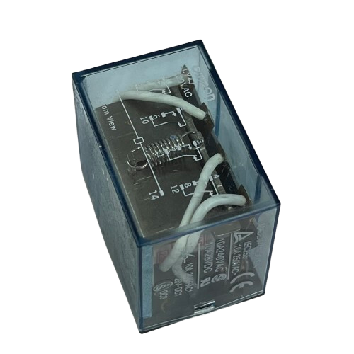Omron LY4J 220VAC relay 14 Pins shown in a transparent housing for electrical testing and control applications