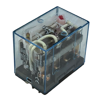 Omron LY4N-J 220V AC relay in a clear casing for electrical circuit applications