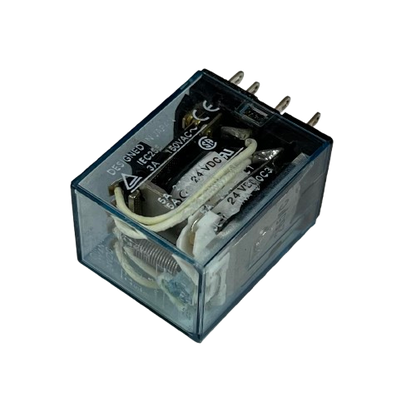 Omron MY4N-J Relay 24V DC 14 Pins electrical component with transparent casing and metal pins