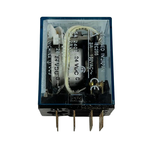 Omron MY4N-J Relay 24V DC 14 Pins electrical component with clear protective case and metal pins