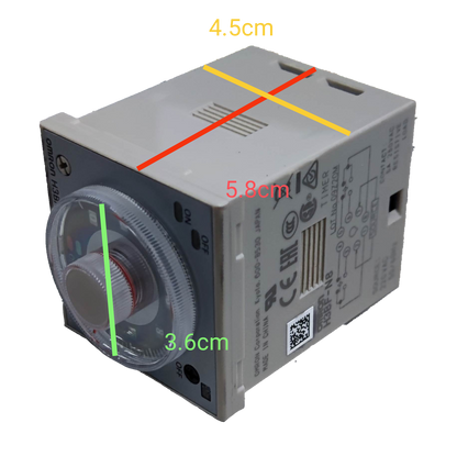 Omron Timer Relay 1.2 Seconds to 300 Hours with adjustable dial and compact rectangular design