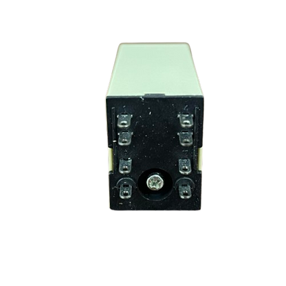 OMRON Timer Relay 10 seconds 8 pins 110V rectangular relay with black 8 pin base and mounting screw
