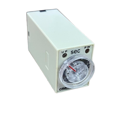 Omron relay timer with front second dial and clear knob Timer Relay 10 seconds 8 pins 110V compact rectangular module