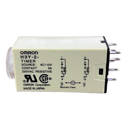 OMRON H3Y 2 industrial Timer Relay 10 seconds 8 pins 110V beige timing unit with dial