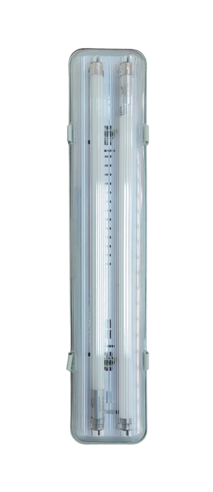 Opple 2x9W daylight LED tube light Weatherproof housed in a secure transparent fixture