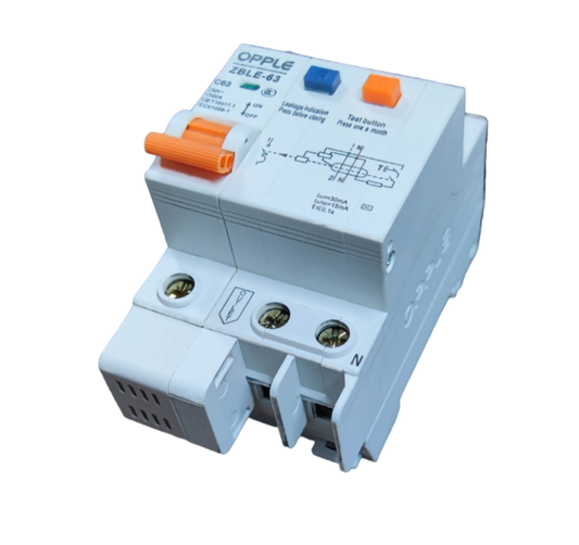 Opple 63A 4.5 KAIC 30mA 220V electrical circuitry part with orange switch and test buttons