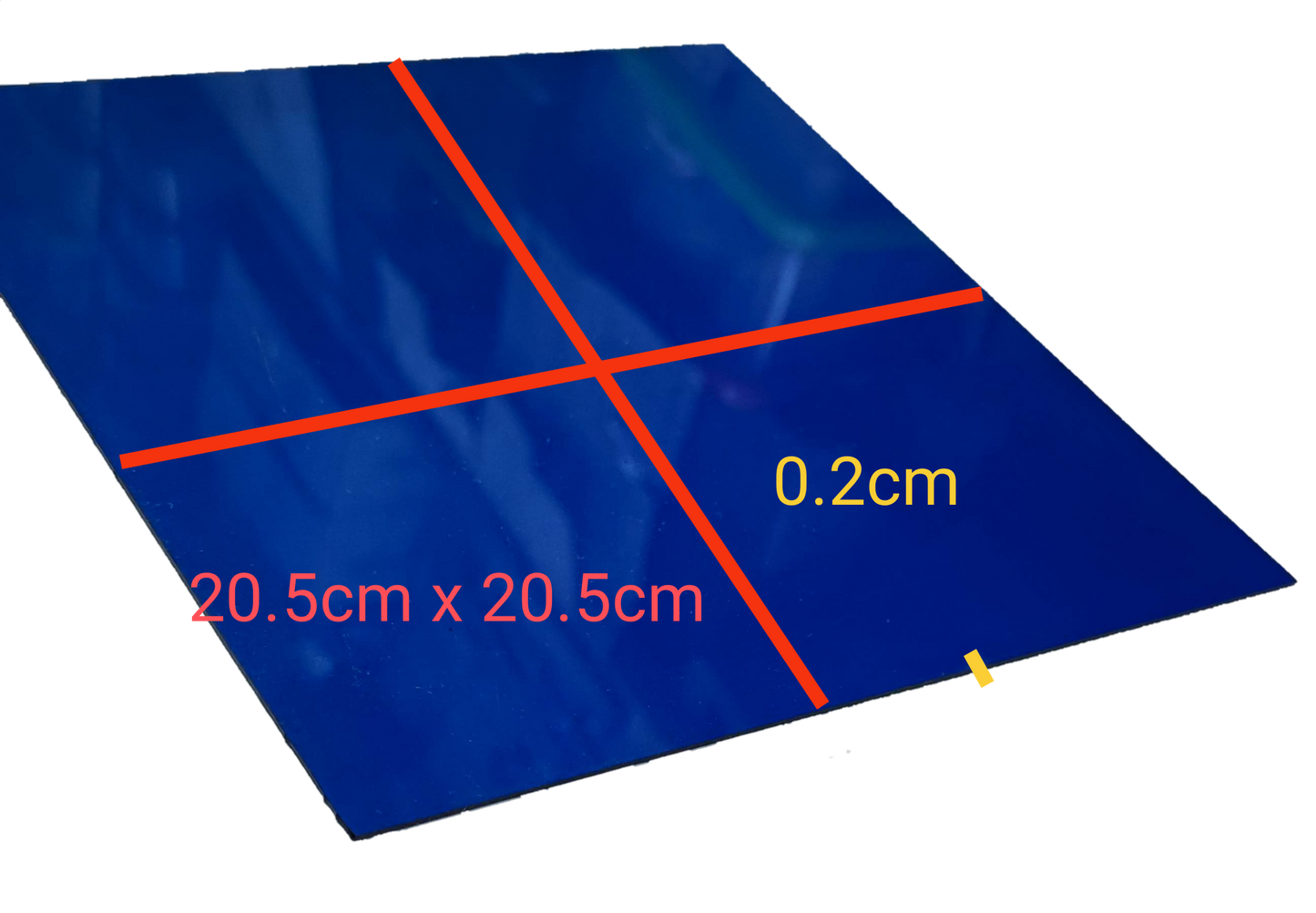 Electx Electrical Supply Optical Filter Blue 20.5cm x 20.5cm with measurement markings on the surface