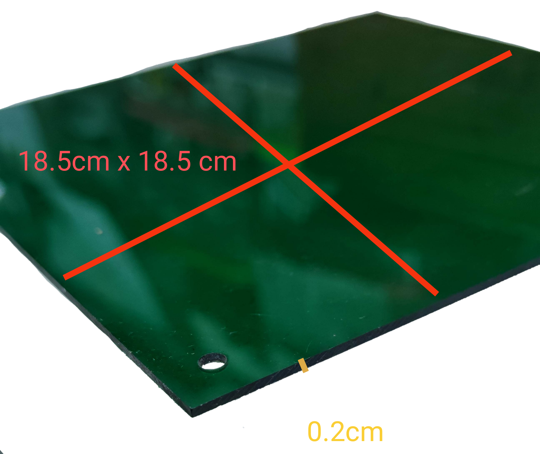 Optical Filter Green 18.5cm x 18.5cm rectangular sheet with 0.2cm thickness for seasonal and decorative use