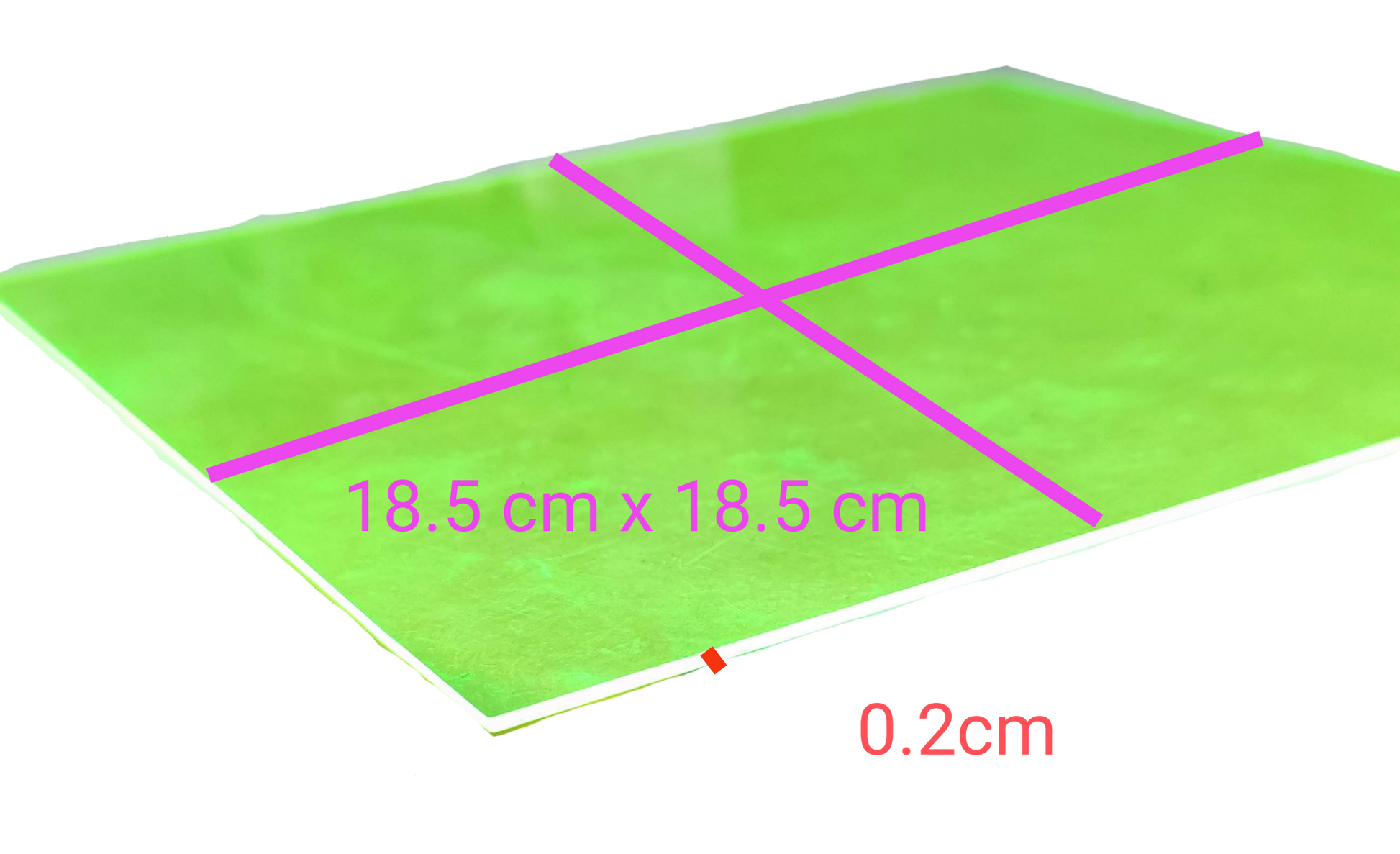 Optical Filter Neon Yellow 18.5cm x 18.5cm sheet with 0.2cm thickness on black background