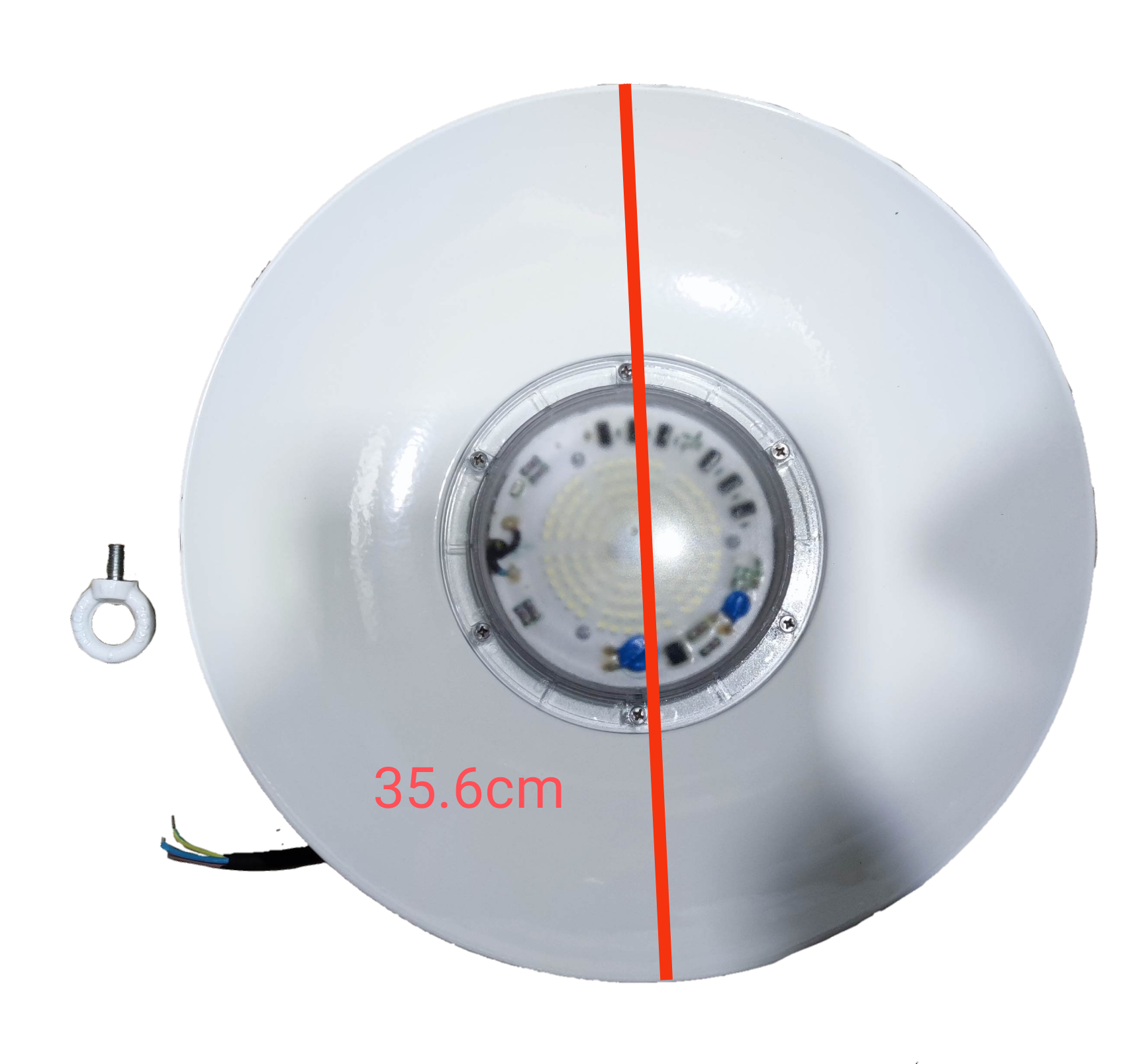 Orbik 100W LED High Bay 5700K Daylight white industrial light fixture with 35.6 cm diameter