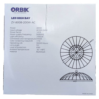 Orbik 200W LED High Bay 5700K Daylight 220V ZY-8008-200W