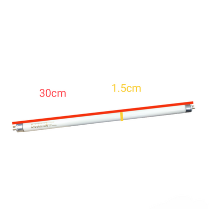 Orbik 8W T5 fluorescent tube red, 30cm long and 1.5cm wide, perfect for vibrant lighting solutions