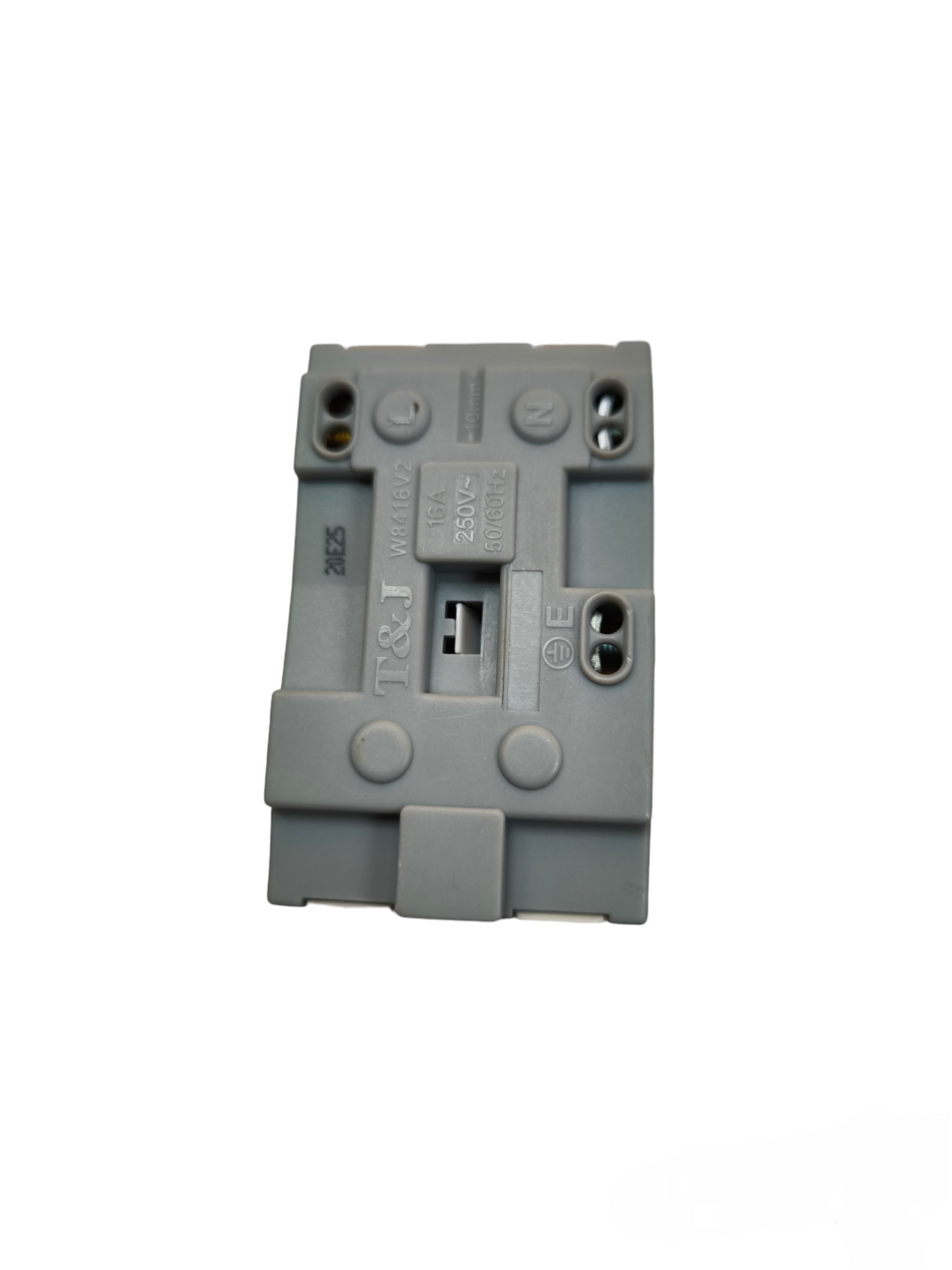 T&J Duplex Outlet Device with Ground 16A electrical power point component in gray