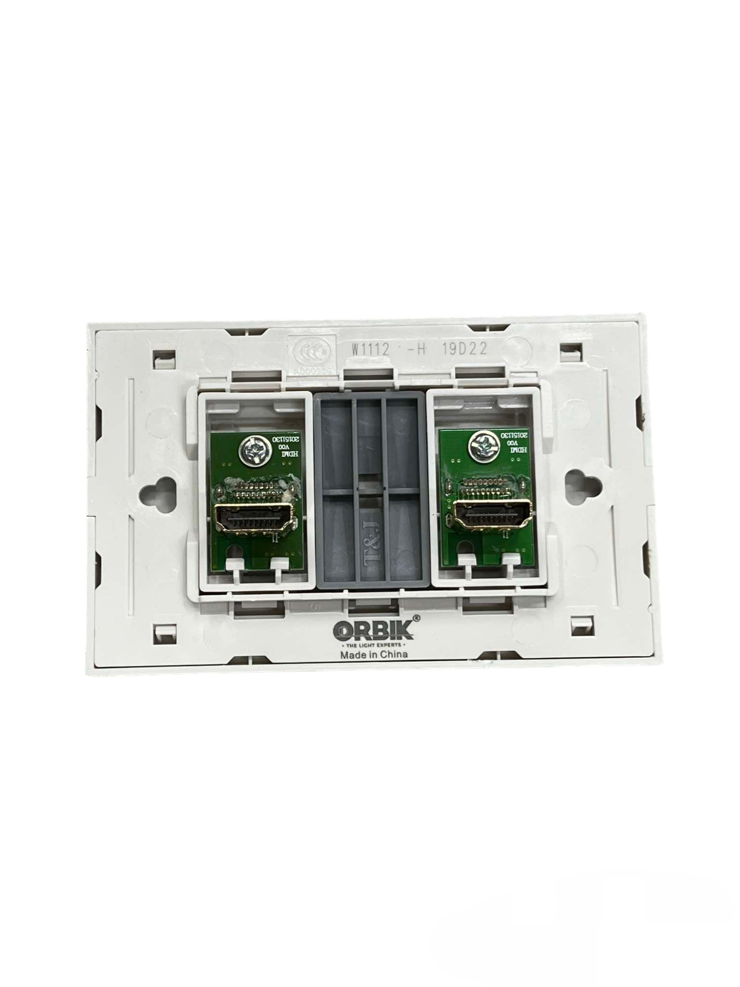 T&J HDMI Outlet with Plate Cover featuring dual HDMI ports for easy connectivity