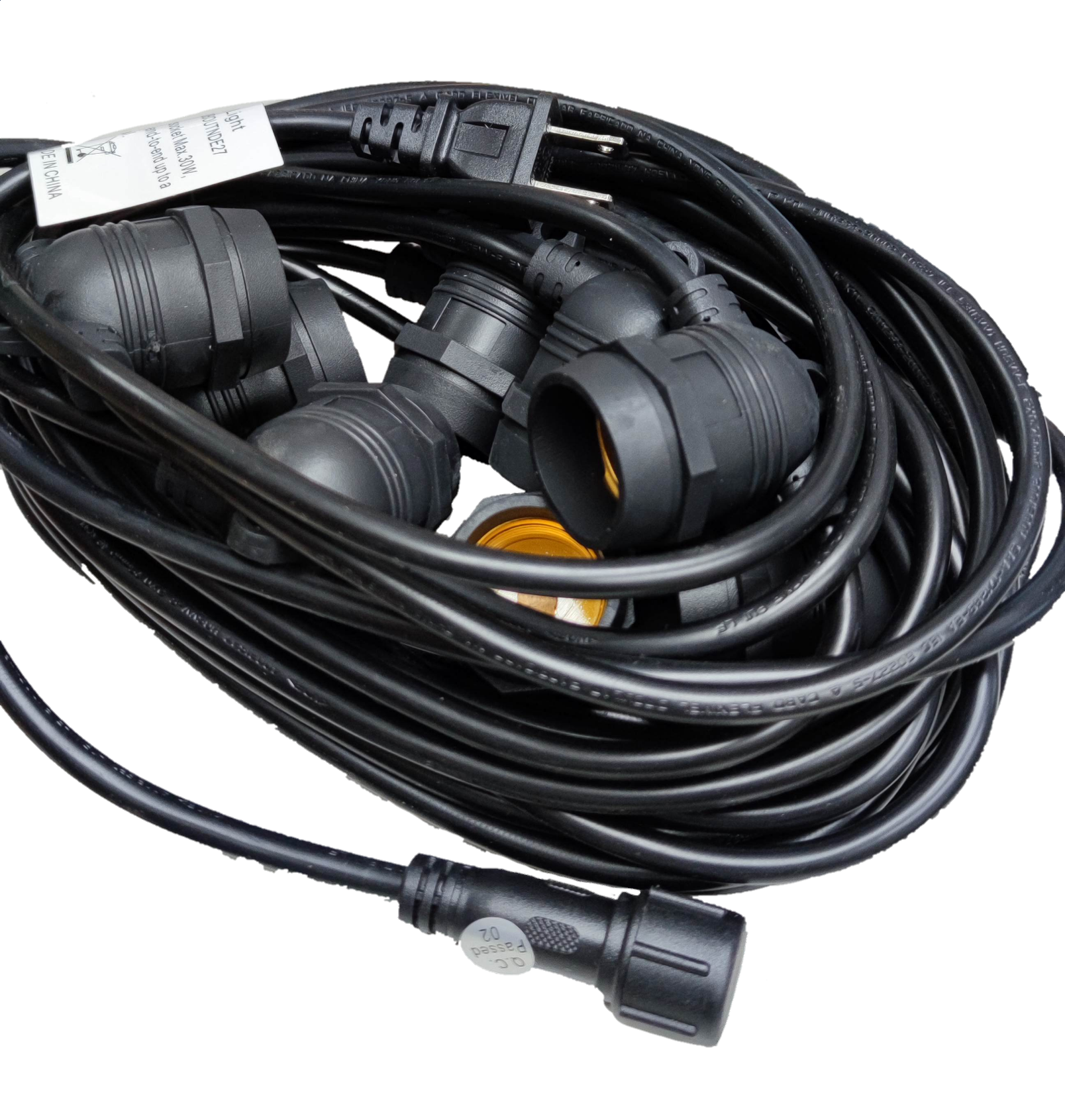 Orbik String Lights E27 1W LED Warm White 30 Feet with durable connectors and black wiring