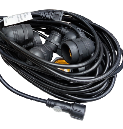 Orbik String Lights E27 1W LED Warm White 30 Feet with durable connectors and black wiring